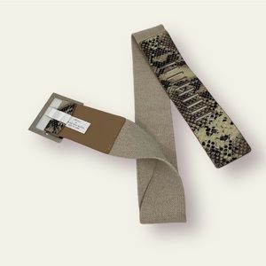 Snakeskin Print Wide Women’s Belt Stretchy with Square Buckle